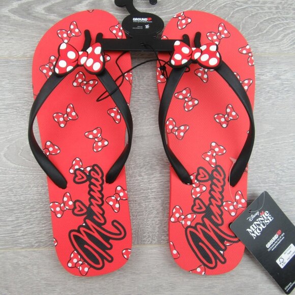 Disney Minnie Mouse Sandal Flip Flops Red White Polka Bow Tie Women's Size 8 NEW - Picture 9 of 11